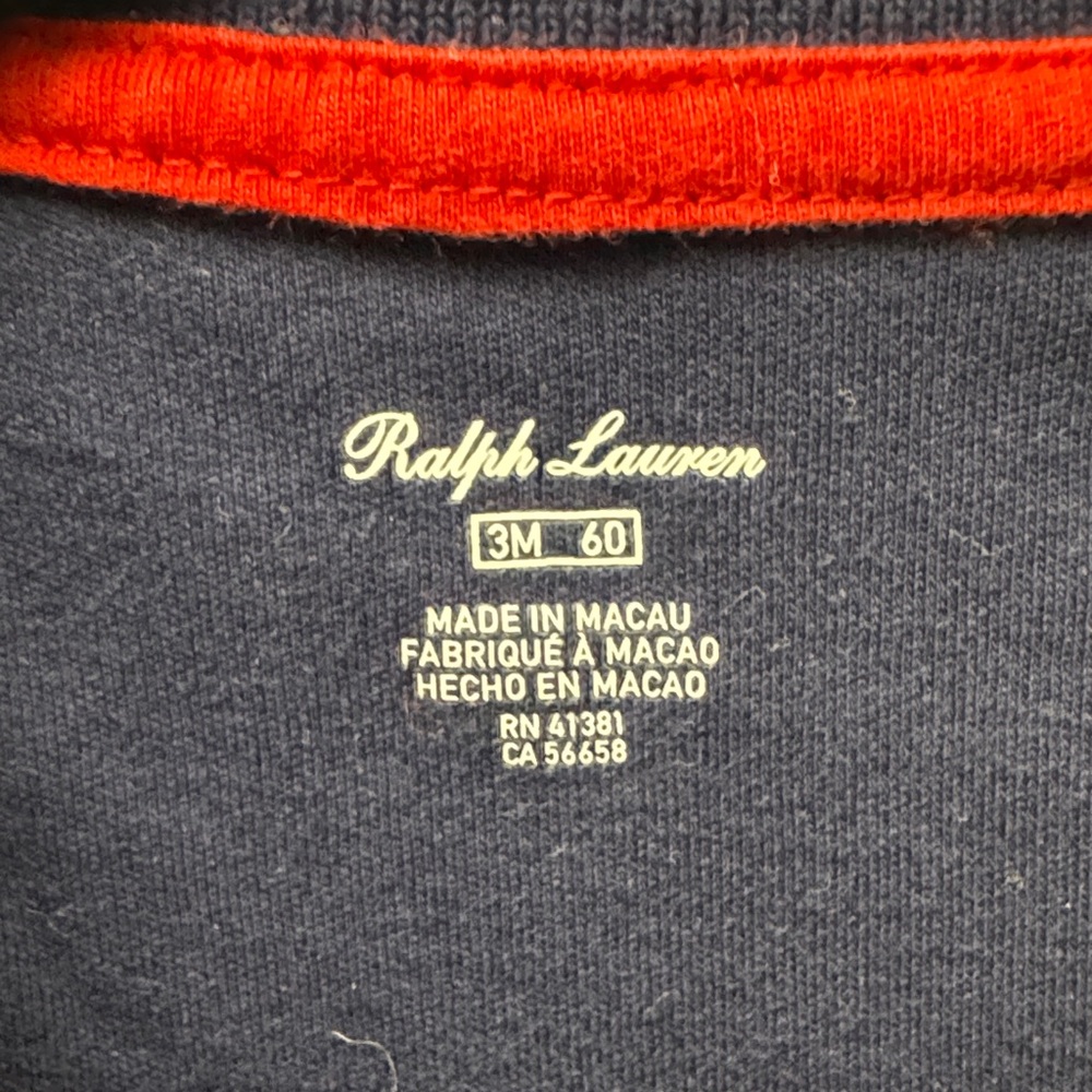 Ralph Lauren Navy Baby Polo Romper with Multicolor Pony Embroidery - Picture 2 of 5